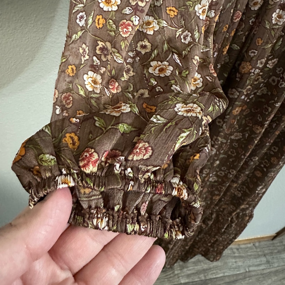 Mittoshop Brown Floral Long Sleeve Maxi Dress - Picture 8 of 8